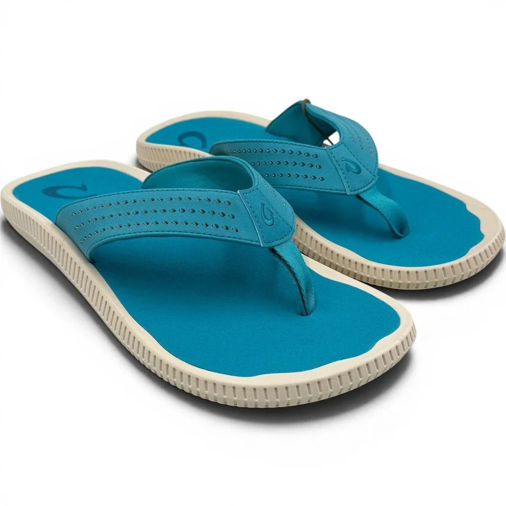 OluKai Ulele Flip Flop Men 14 Tropic Blue 10435-3X3X Water Resistant Sandals NEW